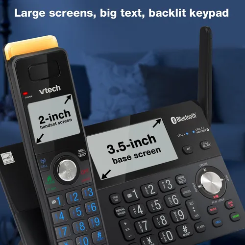 Vista 6 de VTech IS8128-11 - Teléfono inalámbrico DECT 6.0 de alcance superlargo para el hogar con contestador automático, alcance de hasta 2300 pies, bloqueo
