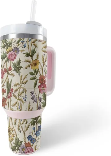 Vista 4 de MightySkins Skin - Vaso de vinilo compatible con Stanley The Quencher H2.0 FlowState de 40 onzas, diseño de rayas marineras, protectora, duradera