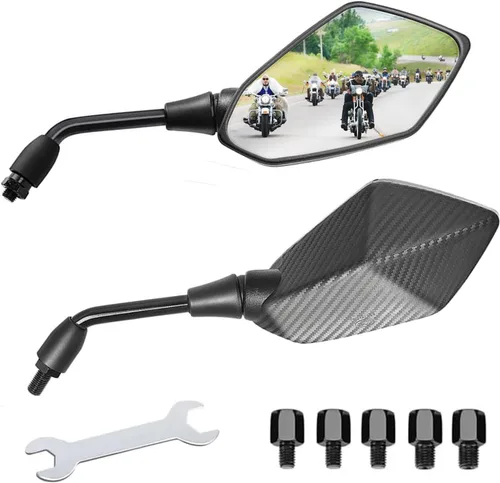Vista 10 de MAMIKO Espejos Universales para Motocicleta, Espejo Lateral Retrovisor Convexo de Manillar con Perno de Elevación M8 M10, Compatible con Bicicleta