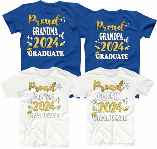 Vista 3 de Grad Shirts, Senior Class of 2025, Graduation Class of 2025 Gold Family Proud MOM DAD Graduate Tees Custom T-Shirt.
