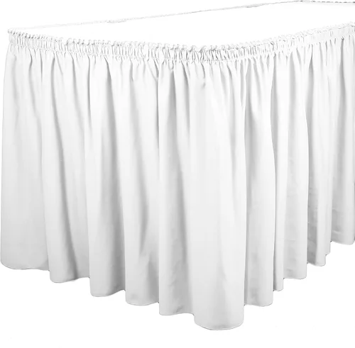 Vista 14 de TableLinensforLess Faldón de mesa de poliéster, altura de mesa (13 pies, plisado, bosque)