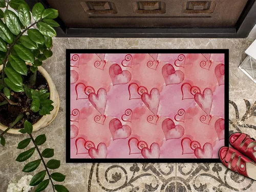 Vista 3 de Caroline's Treasures BB7565JMAT - Felpudo de acuarela con corazones rojos de 24 x 36 pulgadas, para interiores y exteriores, para entrada