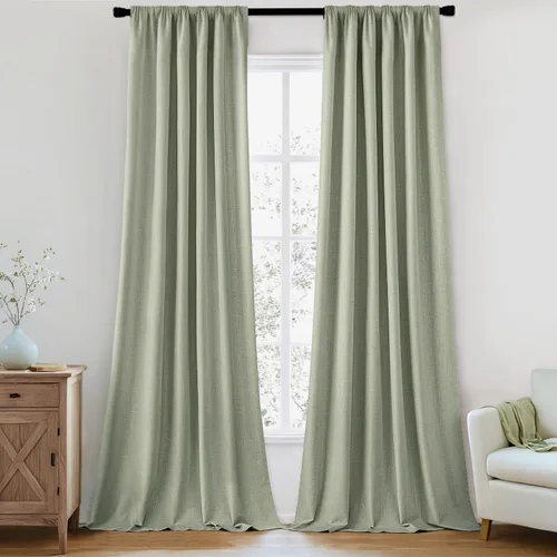 Vista 25 de MIULEE Cortinas 100% opacas de 63 pulgadas de largo, 2 paneles para dormitorio, cortina gruesa negra para oscurecer la habitación, pestaña trasera