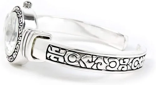 Vista 4 de STC Reloj de pulsera decorado estilo occidental plateado para mujer