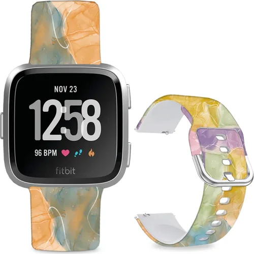 Vista 15 de Correas de reloj de silicona suave compatibles con Fitbit Versa 2/Versa/Fitbit Versa Lite/SE, correa de repuesto con bonito patrón floral de 0.98