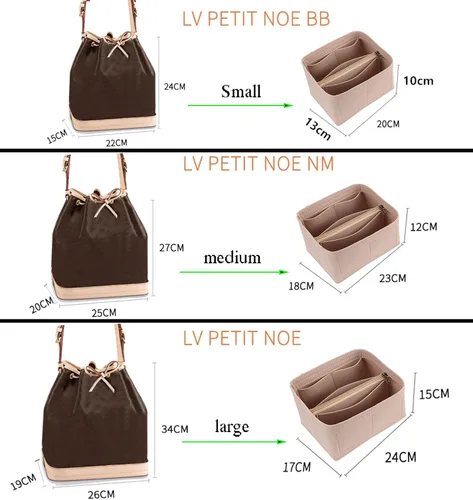 Vista 2 de Lckaey Organizador de bolso para NOE bolsa interior NOE BB bolsa de cubo Petit NOE NM bolsa de almacenamiento pequeña cremallera insert3053khaki-L