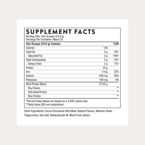 Vista 2 de THORNE - Proteína vegetal - 0.78 oz de proteína vegana en polvo - Proteína de semilla de guisante, arroz y chía con perfil completo de aminoácidos