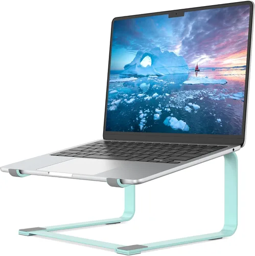 Vista 12 de SOUNDANCE Soporte de computadora portátil para escritorio, elevador ergonómico de metal para portátiles de 12 a 17.3 pulgadas, soporte de escritorio