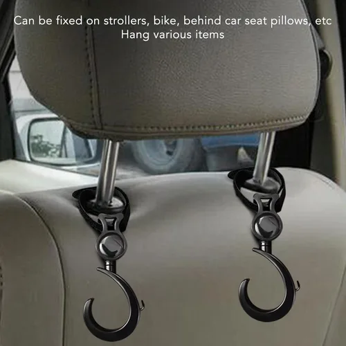 Vista 6 de 4 ganchos para cochecito de bebé, ganchos multifuncionales para colgar bolsas de compras, mochila, clips de gancho universales giratorios de 360°