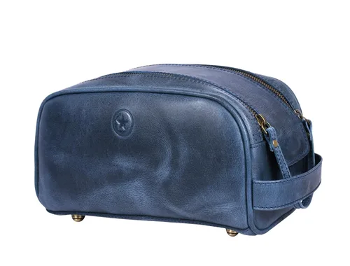 Vista 9 de Neceser de viaje de cuero premium de 10 pulgadas con forro impermeable Kit Dopp vintage hecho a mano tamaño King por Aaron Leather Goods