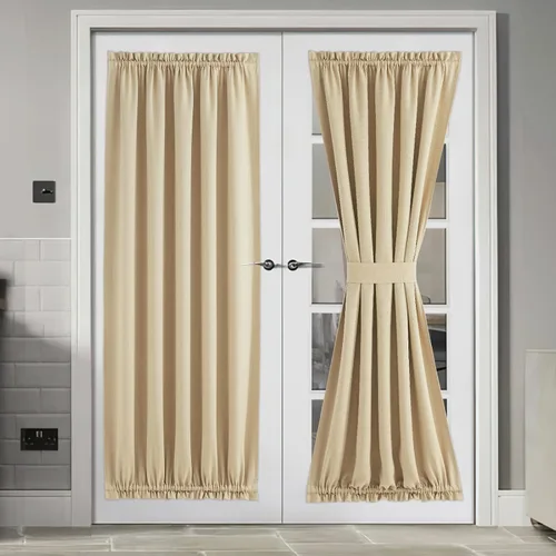 Vista 116 de NICETOWN Cortinas de Lino para Puerta Lateral - Cortinas Opacas con Aislamiento Térmico para Puerta Delantera Francesa para Sombra Pequeña