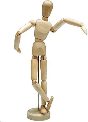 Vista 2 de HSOMiD Maniquí articulado de madera de artistas de 12 pulgadas, perfecto para decoración del hogar, dibujo de la figura humana (A)