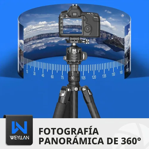 Vista 6 de Cabeza de trípode 44mm de perfil bajo, WEYLLAN DH44 cabeza de bola panorámica de 360 grados de metal con dos placas de liberación rápida, cabeza