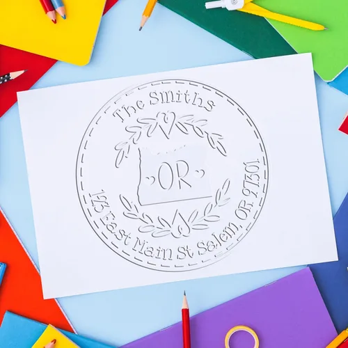 Vista 122 de Alabama State Wreath - Sello de sello de dirección personalizado para invitaciones de fiesta, tarjetas de vacaciones y decoración del hogar Sello