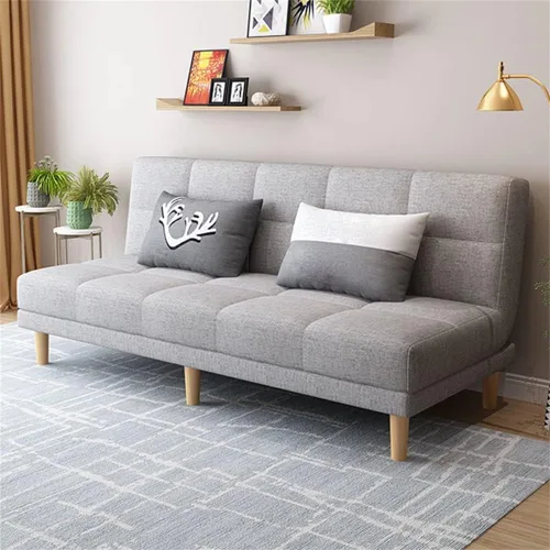 Vista 7 de LAKIQ Sofá cama moderno de mezcla de lino, futón para sala de estar, dormitorio, sofá cama convertible de espuma viscoelástica, sofá cama de día