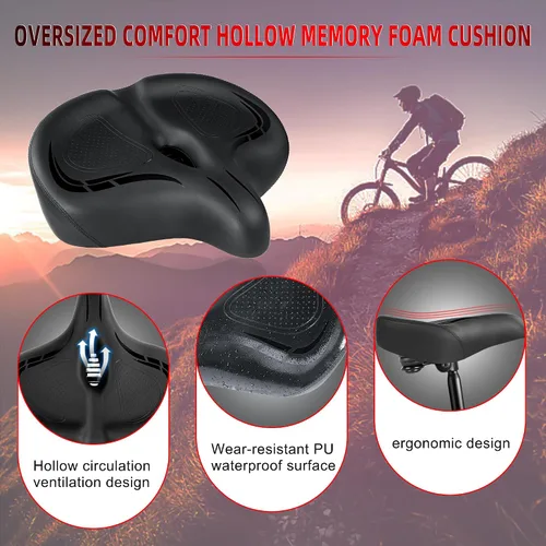 Vista 5 de Asiento de bicicleta de gran tamaño para bicicleta Peloton y bicicleta +, repuesto de sillín de bicicleta ancho compatible con bicicletas