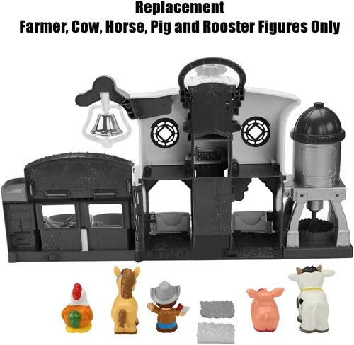 Vista 2 de Piezas de repuesto para Fisher-Price Little People Caring for Animals Farm Playset – GLT78 ~ Paquete de repuesto de 5 figuras ~ Granjero, vaca