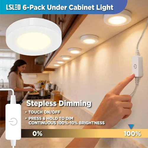 Vista 9 de Iluminación para debajo del gabinete, paquete de 6 luces LED 3 PAQUETES