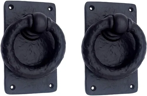 Vista 8 de Adonai Hardware Anillo de hierro fundido antiguo Adonikam de 3 pulgadas (suministrado como 2 piezas por paquete) - Negro mate