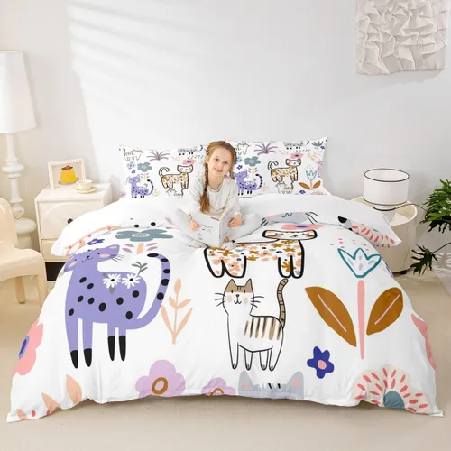 Vista 29 de Feelyou Funda de edredón de elefante de dibujos animados para niños, tamaño individual, juego de ropa de cama de cocodrilo para niños y niñas, funda