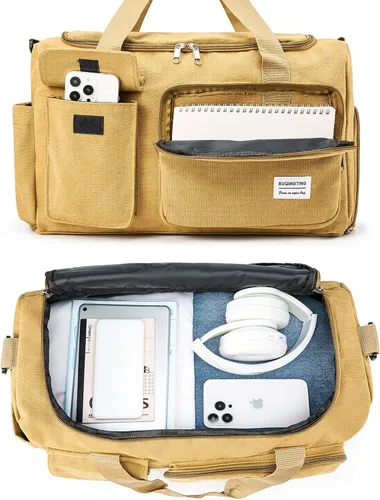 Vista 227 de Pequeña bolsa de gimnasio para mujer, bolsa de viaje con compartimento para zapatos