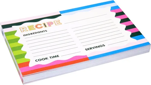 Vista 3 de C.R Gibson - Tarjetas de recetas de cocina de doble cara de 4 x 6 pulgadas, 40 unidades, rayas atrevidas