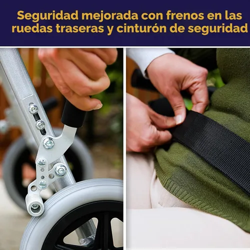 Vista 5 de Silla de ruedas plegable con bolsa de transporte Drive Medical, súper liviana, azul