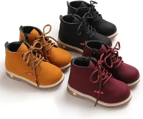 Vista 6 de LAFEGEN Toddler Boys Girls Leather Non-Slip Hiking Boots Outdoor Waterproof Lace-Up Snowshoes (ToddlerLittle Kid)