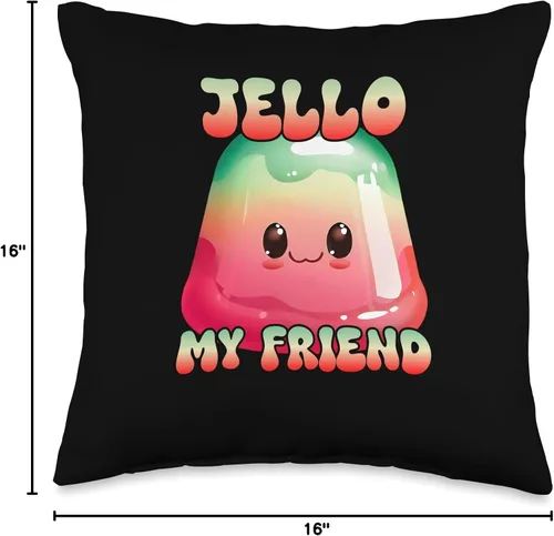 Vista 4 de Kawaii Jello Collection! Jello My Friend - Almohada (16 x 16 pulgadas), multicolor