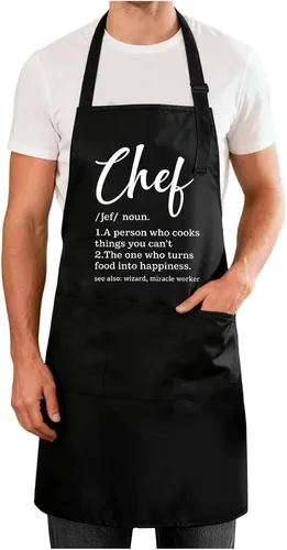Vista 18 de Delantales divertidos para hombres y mujeres, perfectos para cocina, barbacoa, hornear, esposa, marido, regalo de cumpleaños para papá