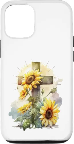Vista 28 de Faith Christian Cross Watercolor Sunflower Flowers Case for iPhone 17