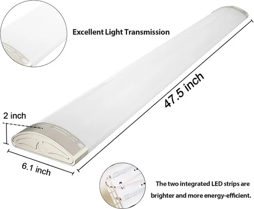 Vista 7 de Lámpara de techo LED regulable de 4 pies 40 W 4000 K, paquete de 2