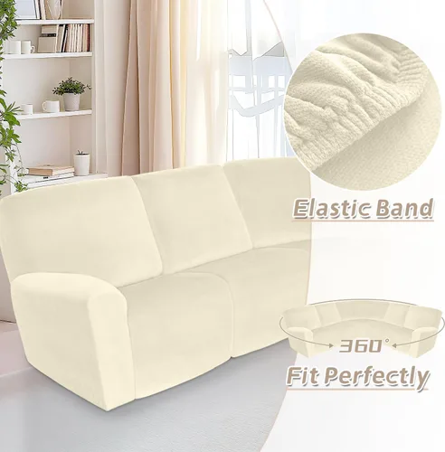 Vista 371 de Arfntevss Fundas de sofá seccional reclinable de terciopelo, Funda de sofá seccional de esquina para sofá reclinable, Funda elástica suave