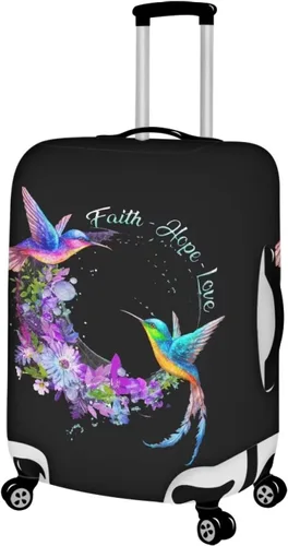 Vista 6 de Funda para equipaje de viaje, protector de maleta, funda de equipaje lavable, tamaño S-XL (18-32 pulgadas), Flower Bird Love