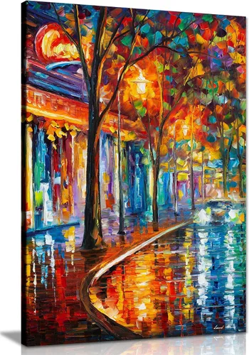 Vista 11 de Pareja bajo un paraguas por Leonid Afremov - Lienzo decorativo para pared (12 x 8 pulgadas)