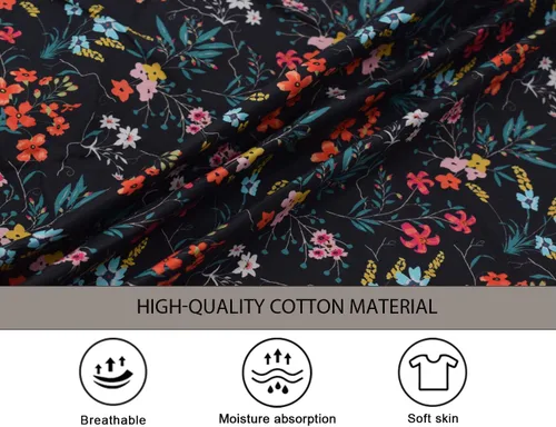 Vista 5 de Nanxson Delantal de cobbler para mujer, bata de algodón con 2 bolsillos de parche, delantal impreso con botones para el trabajo, cocina de chef