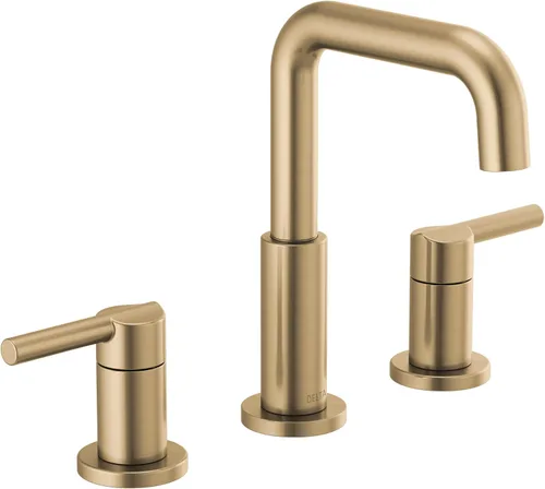 Vista 14 de Delta Nicoli - Grifo de baño de oro cepillado con rociador, grifo de fregadero de baño de 8 pulgadas con 3 agujeros y rociador extraíble, desagüe