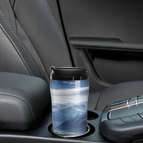 Vista 6 de Mountain View Coffee Cup Hot Coffee Travel Mug Reusable Iced Coffee Cups Double Heat Insulation Coffee Mug with Leak-Proof Lid Stylish Travel Cup