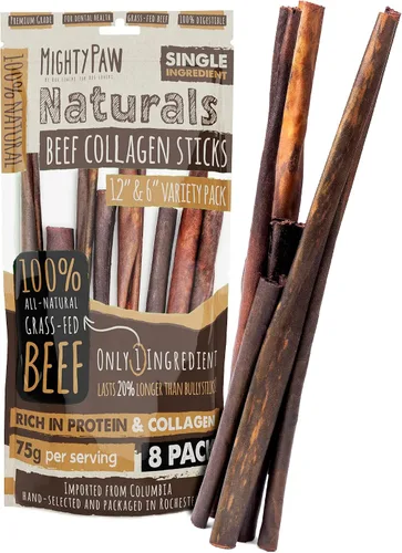 Vista 16 de Mighty Paw Naturals - Palitos masticables rizados para perros – Masticables de carne de res alimentada con pasto. Palitos para perros grandes, razas