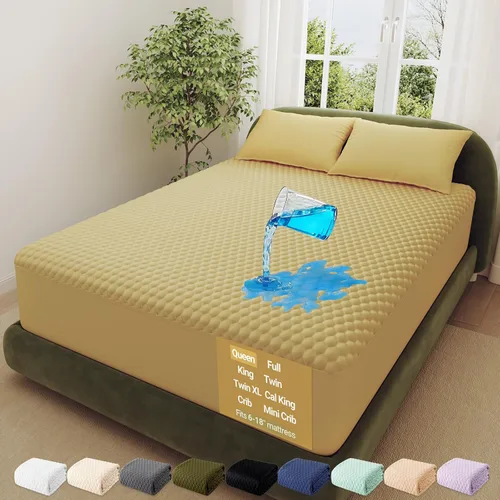 Vista 22 de OhGeni - Protector de colchón 100 % impermeable, almohadilla suave para colchón tamaño individual, resistente al pelo de mascotas y a la enuresis