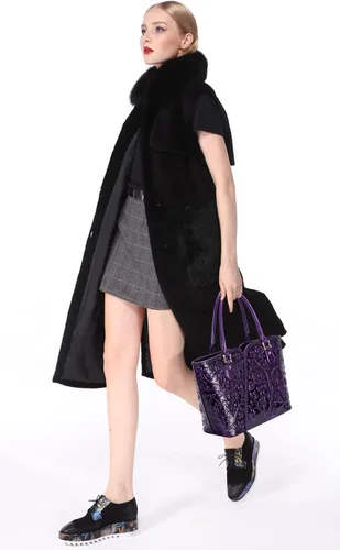 Vista 4 de PIJUSHI Bolsos de mano de diseñador para mujer, bolsos florales con asa superior, bolsos de mano de cuero genuino para mujer, cartera floral