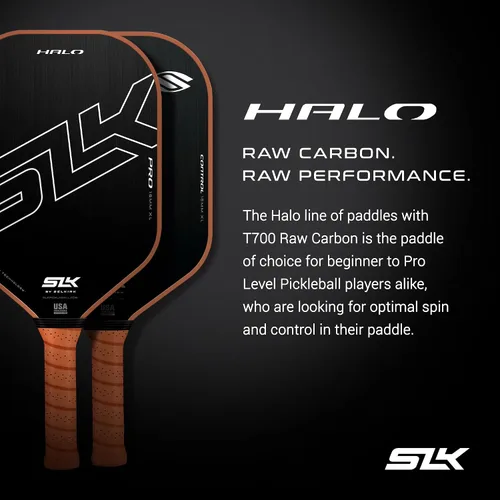 Vista 2 de Selkirk Sport SLK Halo Paleta de Pickleball de Fibra de Carbono Cruda Diseñada en los Estados Unidos Elige la potencia de fibra de carbono cruda