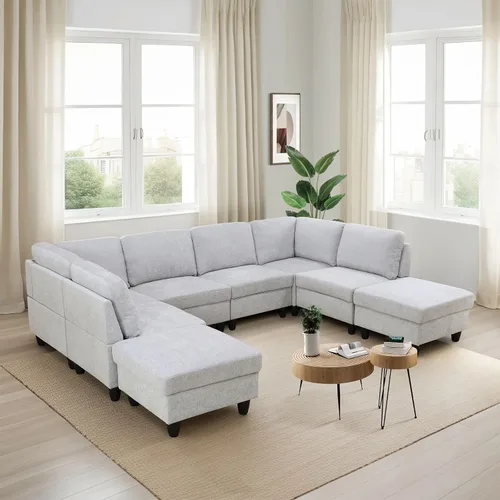 Vista 16 de FUOROLA Sofá modular de gran tamaño, sofá modular de cuero con reclinable, sofás seccionales para sala de estar, sofá reclinable de piel sintética