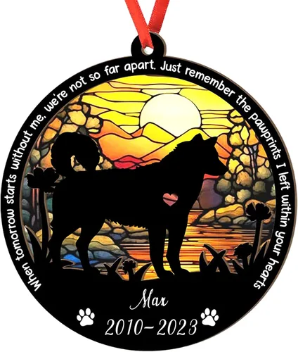 Vista 122 de Adorno personalizado para atrapasoles de sabueso afgano, adorno de Navidad de sabueso afgano – Regalo para perro amante, sabueso afgano