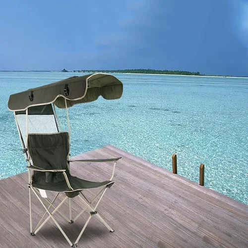 Vista 2 de Taburete plegable al aire libre silla plegable al aire libre con dosel silla de camping portátil ajustable para pesca, camping, picnic, barbacoa