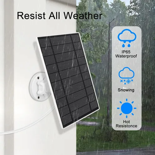 Vista 5 de Panel solar de 6 W 5 V para cámara Wyze al aire libre v1/v2 y batería Cam Pro, puerto micro USB o USB tipo C IP65 impermeable, montaje ajustable