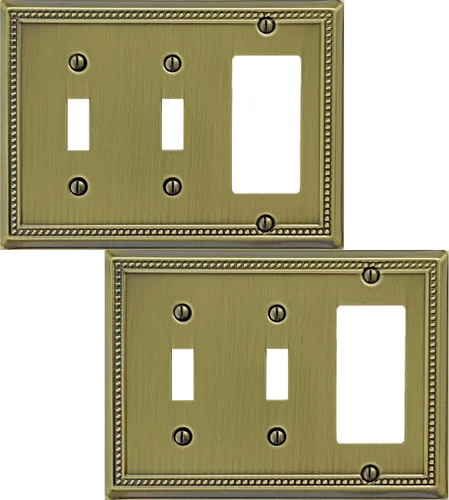 Vista 59 de OKAWYC Belaire - Cubierta para interruptor de luz de decoración individual, placa de pared de metal con cuentas, paquete de 4 unidades de bronce