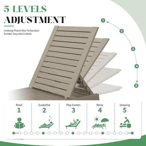Vista 5 de NUNU LAB - Juego de tumbonas para exteriores, color gris, 4 piezas
