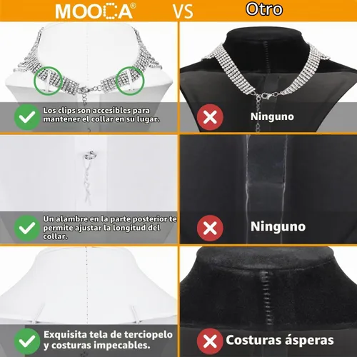 Vista 4 de MOOCA Soporte de exhibición de busto de joyería de collar de piel sintética Collar Soporte de madera resistente con gancho trasero ajustable, se