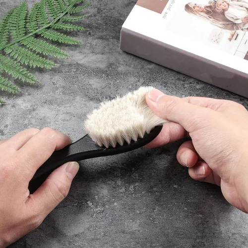 Vista 7 de Shappy 2 piezas de cepillo de peluquero para hombre, cepillo de barba para el cuello, herramienta de aseo suave con mango de madera para kits